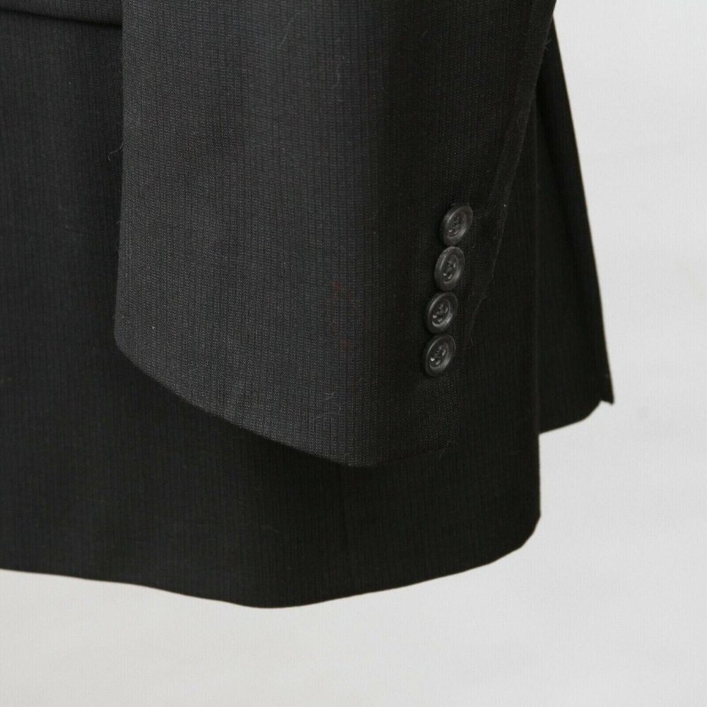 Burberry London Kensington Black Stripe Wool Dual Vent 2 Butt Sport Coat Men 46R - Picture 10 of 12
